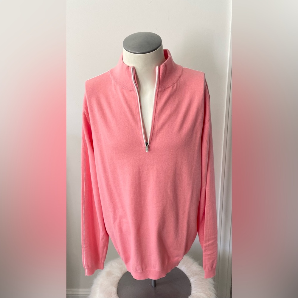 FOOTJOY 1857 CASHMERE BLEND Pink Half Zip Pullover Size Large - Picture 7 of 10